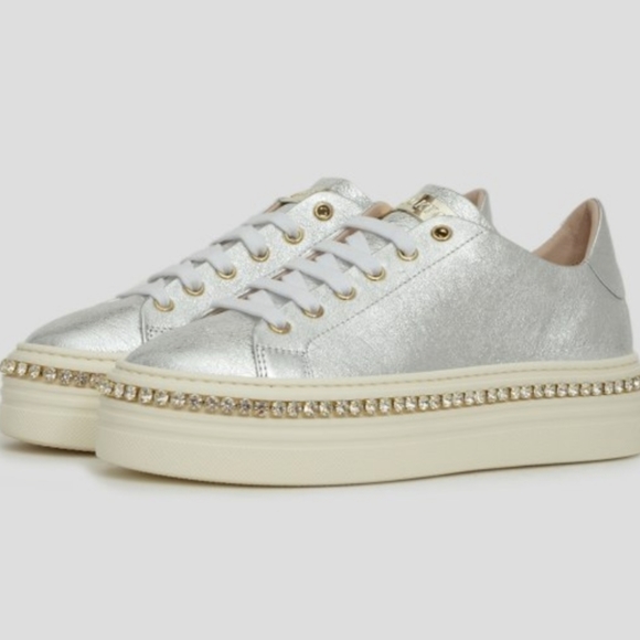 Stokton Shoes - STOKTON Italian Sneakers Silver and Rhinestone sz 10  EU 40 Rare!